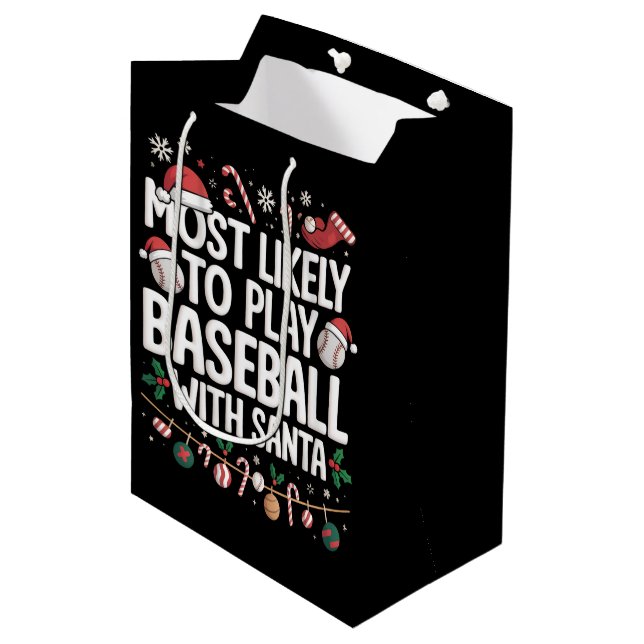 Bolsa De Regalo Mediana Most Likely To Play Baseball With Santa Family  (Angulo Anverso)