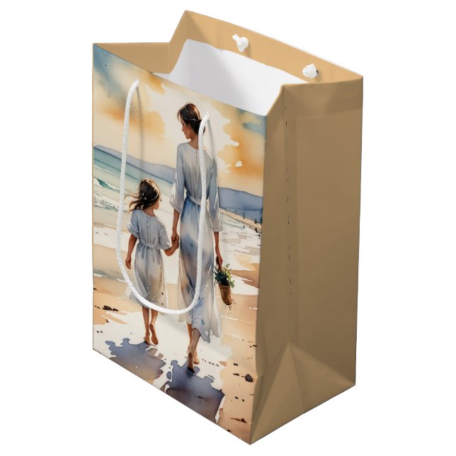 Bolsa De Regalo Mediana Mother and Daughter Walking the Beach (Angulo Anverso)