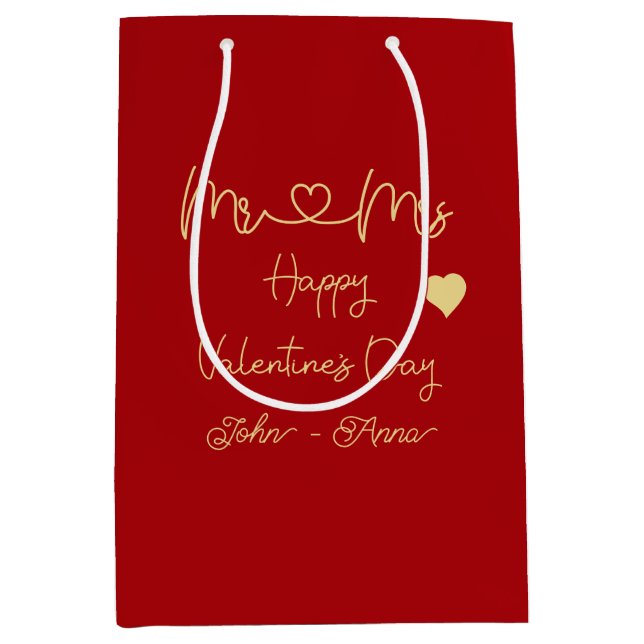 Bolsa De Regalo Mediana Mr & Mrs Happy Valentine's Day Gift Bag (Anverso)