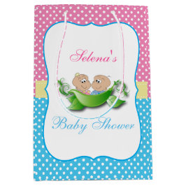 Bolsa De Regalo Mediana Muchacho y chica gemelos Baby Shower