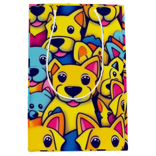 Bolsa De Regalo Mediana Muchos perros amarillos perros felices