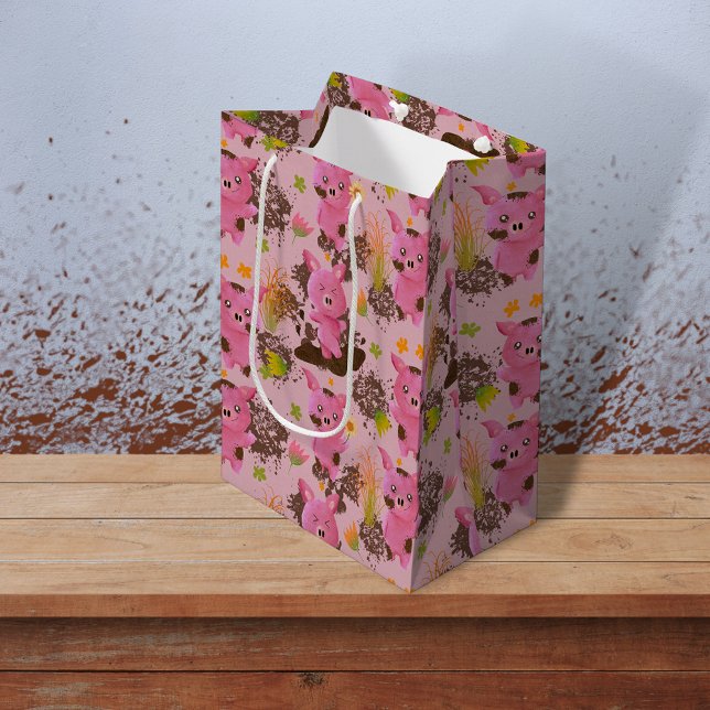 Bolsa De Regalo Mediana Mud Bath Piggy (Cute piggy gift bag)