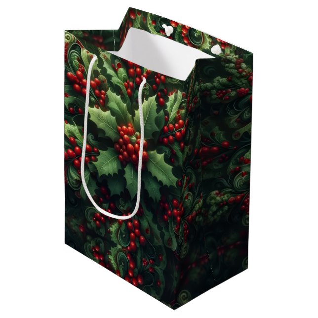 Bolsa De Regalo Mediana Muérdago (Angulo Anverso)
