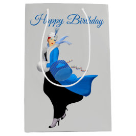 Bolsa De Regalo Mediana Mujer cosecha en azul en 1950