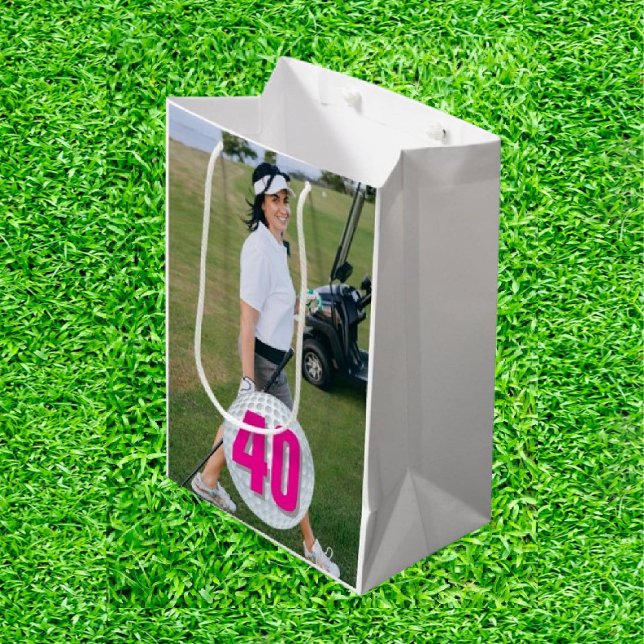 Bolsa De Regalo Mediana Mujer Rosa Golf-40 Tema (Swing in Style, Gift with Heart!)