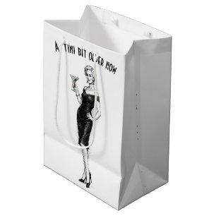 Bolsa De Regalo Mediana Mujer Sofisticada Cumpleaños Con Martini