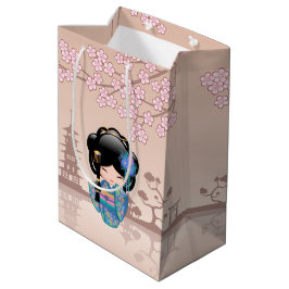 Bolsa De Regalo Mediana Muñeca Keiko Kokeshi - Chica de Kimono azul Geisha