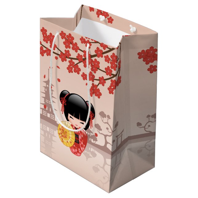 Bolsa De Regalo Mediana Muñeca roja Sakura Kokeshi - Geisha japonesa (Angulo reverso)