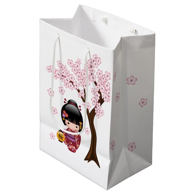 Bolsa De Regalo Mediana Muñeca Sakura Kokeshi - Chica Geisha japonés (Angulo Anverso)