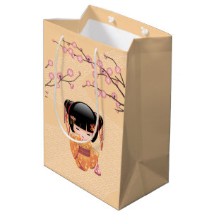 Bolsa De Regalo Mediana Muñeca Ume Kokeshi - Geisha Japonesa Amarillo
