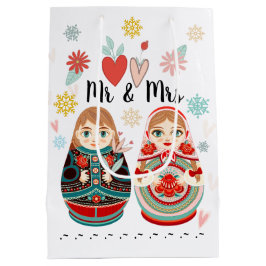 Bolsa De Regalo Mediana Muñecas Rusas Matryoshka Personalizadas Sr & Sra