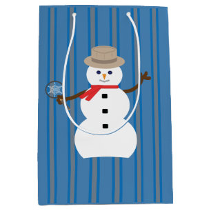 Bolsa De Regalo Mediana Muñeco de Nieve Divertido y Elegante Detective