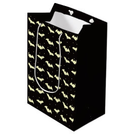 Bolsa De Regalo Mediana Murciélagos negros y dorados Halloween negro