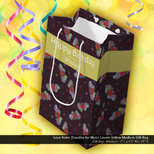 Bolsa De Regalo Mediana Music Lover Doodles Tema fiesta de cumpleaños Amar