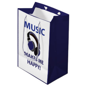 Bolsa De Regalo Mediana Música de audífonos musicales me hace feliz música