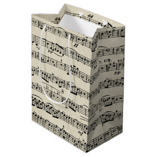 Bolsa De Regalo Mediana Música De Hoja En Vintage
