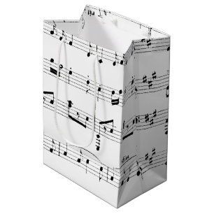 Bolsa De Regalo Mediana Música de hojas blancas