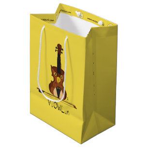 Bolsa De Regalo Mediana Música divertida de un músico de búho culto de vio