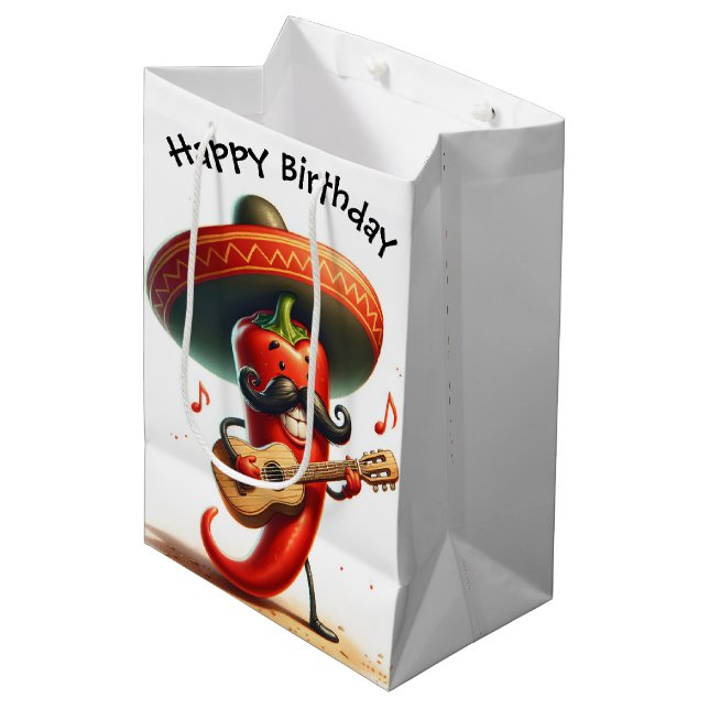 Bolsa De Regalo Mediana Músico de Pepper de Chili Rojo (Angulo Anverso)