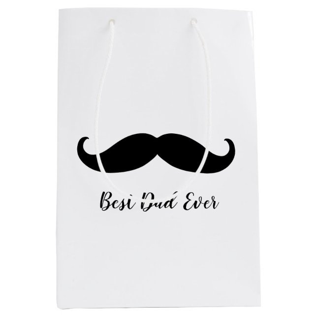 Bolsa De Regalo Mediana Mustache negro y blanco (Anverso)