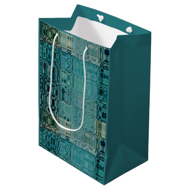 Bolsa De Regalo Mediana MVB Blue Teal- FauxGlass -Wrapping Paper (Angulo Anverso)