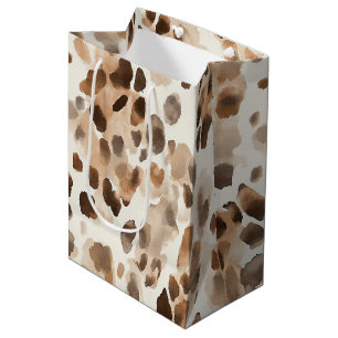 Bolsa De Regalo Mediana Nacimiento de animales del leopardo marrón crema d