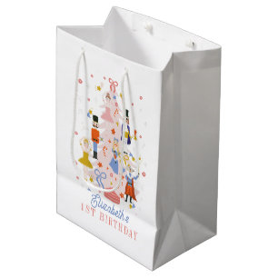 Bolsa De Regalo Mediana Nacimiento de cumpleaños de árbol de navidad rosad