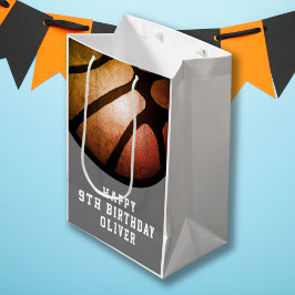 Bolsa De Regalo Mediana Nacimiento de Deportes de Baloncesto Naranja Negro