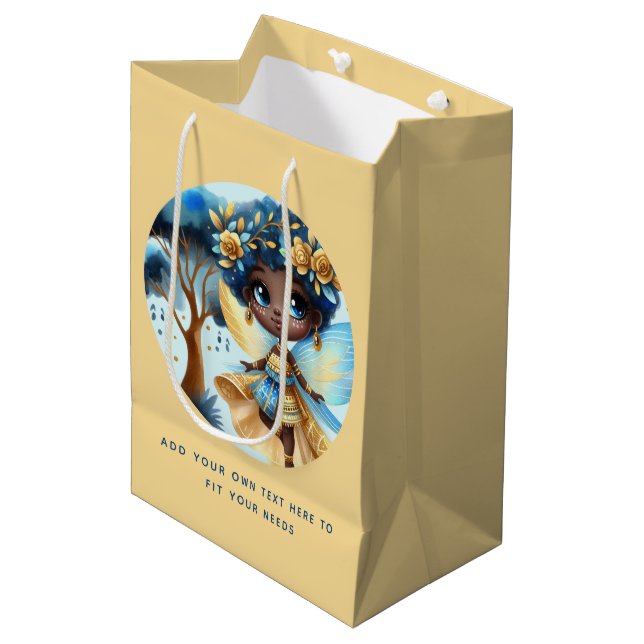 Bolsa De Regalo Mediana Nacimiento de un hada africana Princesa Verde azul (Angulo Anverso)