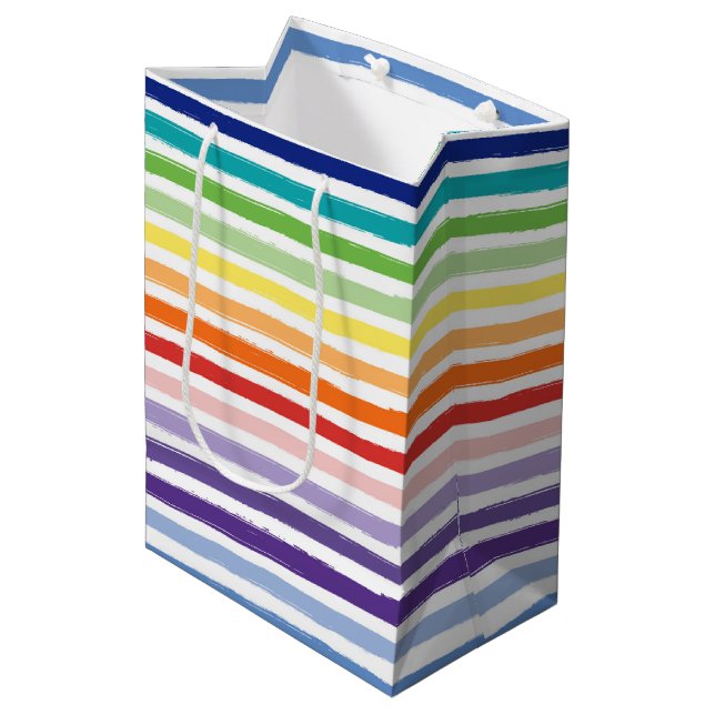 Bolsa De Regalo Mediana Nacimiento del patrón de rayas arcoiris de bonito (Angulo Anverso)