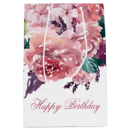 Bolsa De Regalo Mediana Nacimiento floral de color de agua rosada bonito