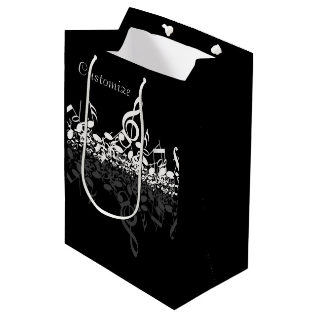Bolsa De Regalo Mediana Nada, pero Treble White Music Notes Gira Bag (Angulo Anverso)