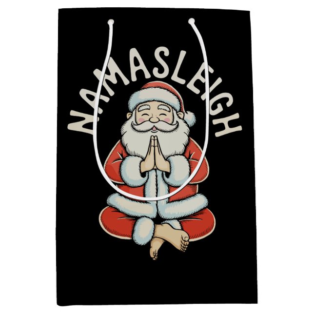 Bolsa De Regalo Mediana Namasleigh Santa Sleigh Namaste Yoga Meditation (Anverso)