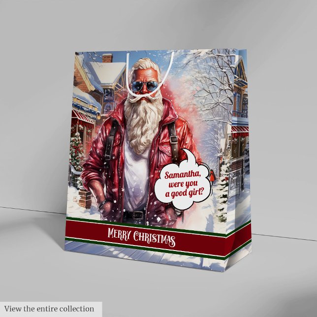 Bolsa De Regalo Mediana Name Gift Bags Funny Santa Claus Holiday Style (Name Gift Bags Funny Santa Claus Holiday Style)