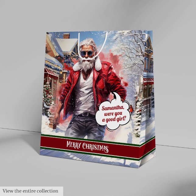 Bolsa De Regalo Mediana Name Gift Bags Handsome Santa Holiday Keepsake (Name Gift Bags Handsome Santa Holiday Keepsake)