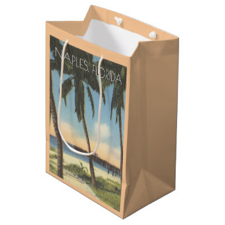 Bolsa De Regalo Mediana Nápoles Vintage, golfo de Florida y muelle