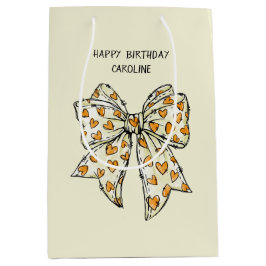 Bolsa De Regalo Mediana Naranja caprichoso amarillo Coquette corazón de ba