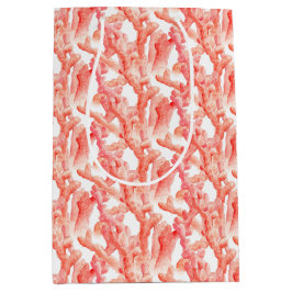 Bolsa De Regalo Mediana Naranja de acuarela coral y blanco