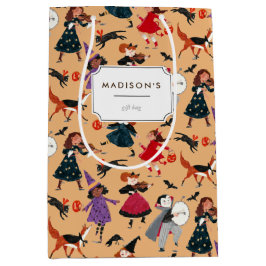 Bolsa De Regalo Mediana Naranja de Halloween lindos niños