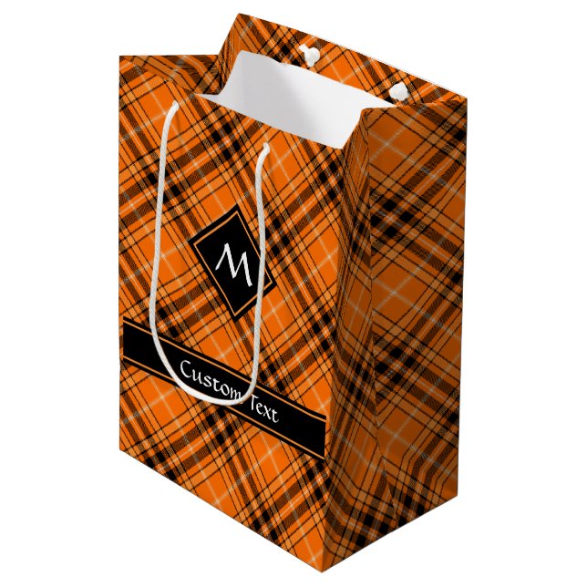 Bolsa De Regalo Mediana Naranja de Halloween Tartan (Angulo Anverso)