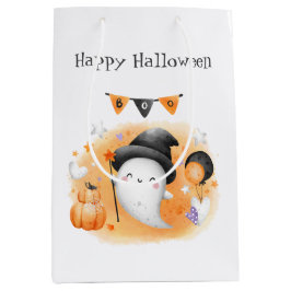 Bolsa De Regalo Mediana Naranja de Pequeño Boo de Halloween