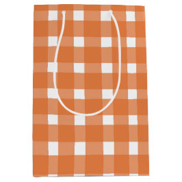 Bolsa De Regalo Mediana Naranja Gingham Fall Baby Shower