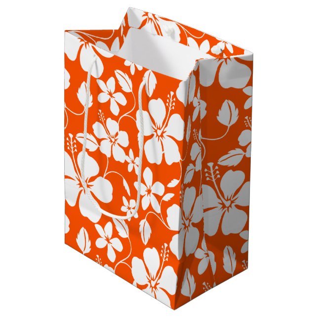 Bolsa De Regalo Mediana Naranja HAWAIAN HULA (HIBISCUS) (Angulo Anverso)