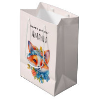 Naranja lindo Fox con cumpleaños de corona floral
