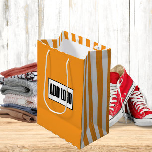Bolsa De Regalo Mediana Naranja Minimalista Moderno Y Logotipo De Negocio 