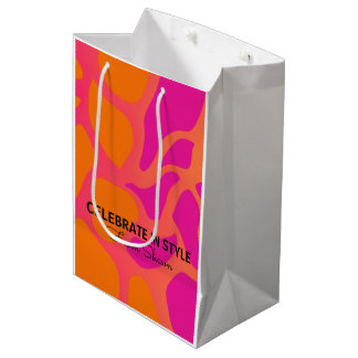 Bolsa De Regalo Mediana Naranja y degradado rosa caliente Celebrar en esti