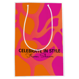 Bolsa De Regalo Mediana Naranja y degradado rosa caliente Celebrar en esti