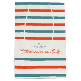 Bolsa De Regalo Mediana Naranja y Navidades de las franjas azules en el ve