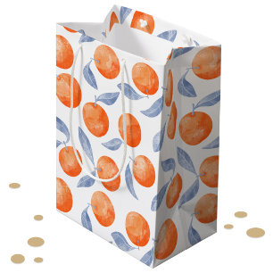 Bolsa De Regalo Mediana Naranjas cítricas acuarela Mediterráneo 
