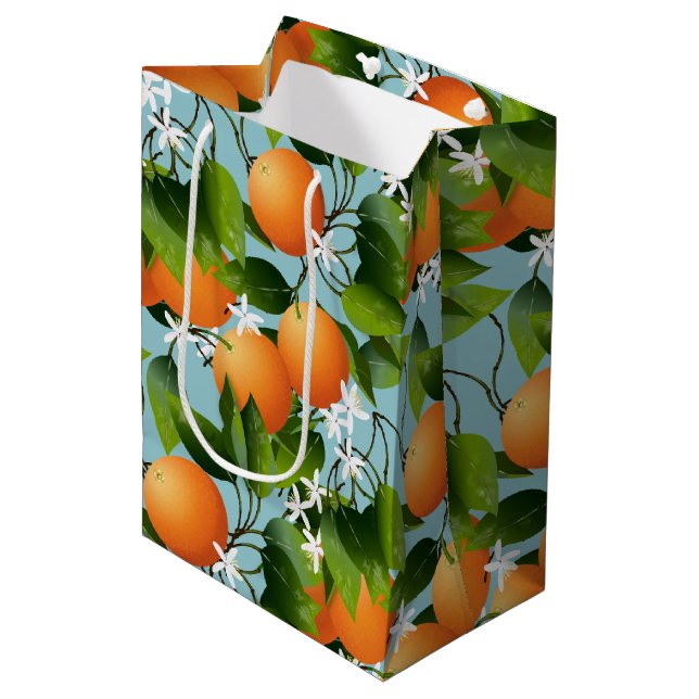 Bolsa De Regalo Mediana Naranjas Citrus Fruit Floral (Angulo Anverso)